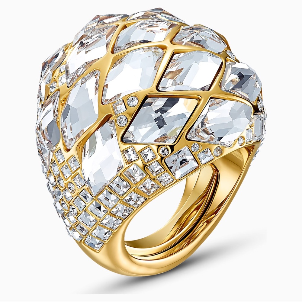 SWAROVSKI COCKTAIL RING GOLD-TONE PLATED.